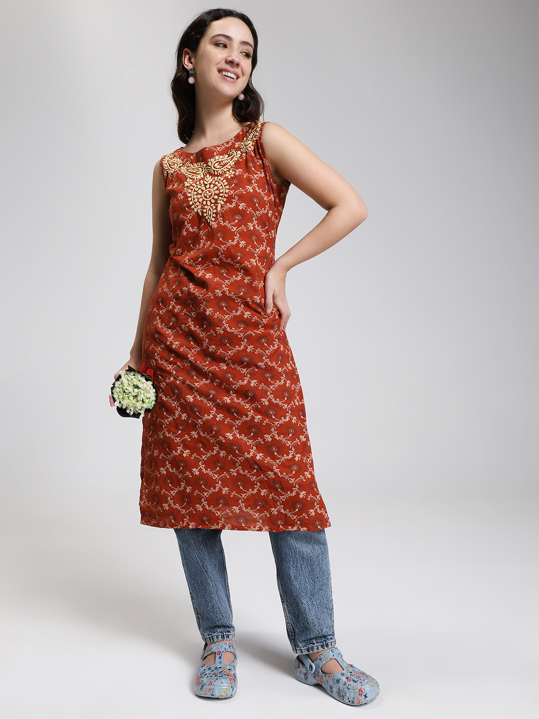 Penguin Floral Blue