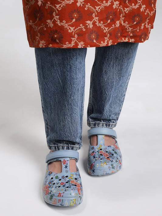 Penguin Floral Blue